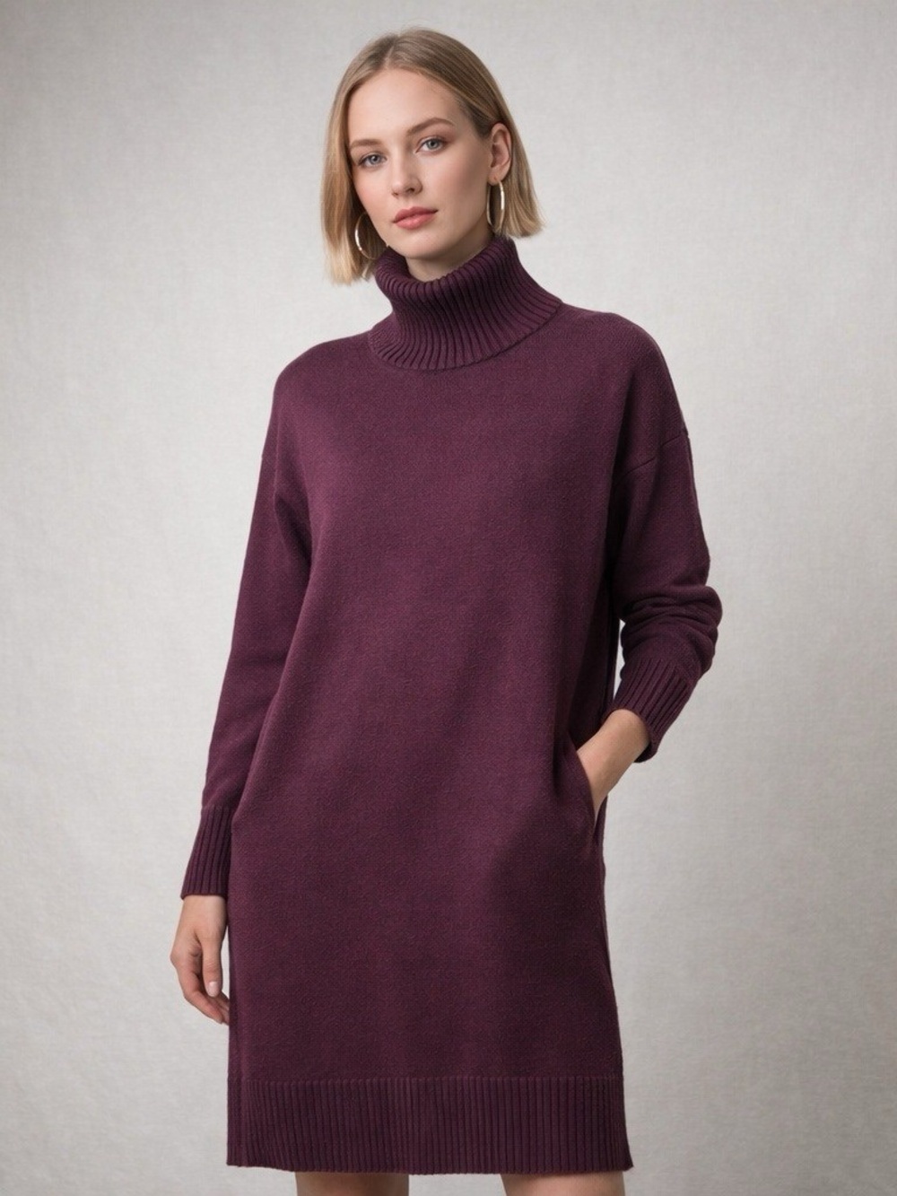 Lululemon Softer Still Knit Turtleneck Sweater Dress in Garnet